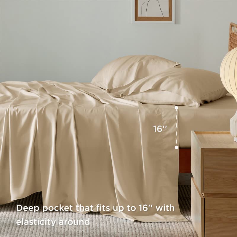 Bedsure 16-inch deep-pocket fitted sheet ensures secure fit on thick mattresses.