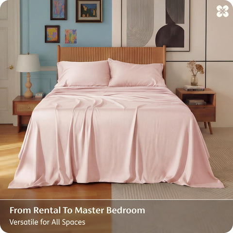 Bedsure 360-elastic-band fitted sheet ensures secure mattress grip.