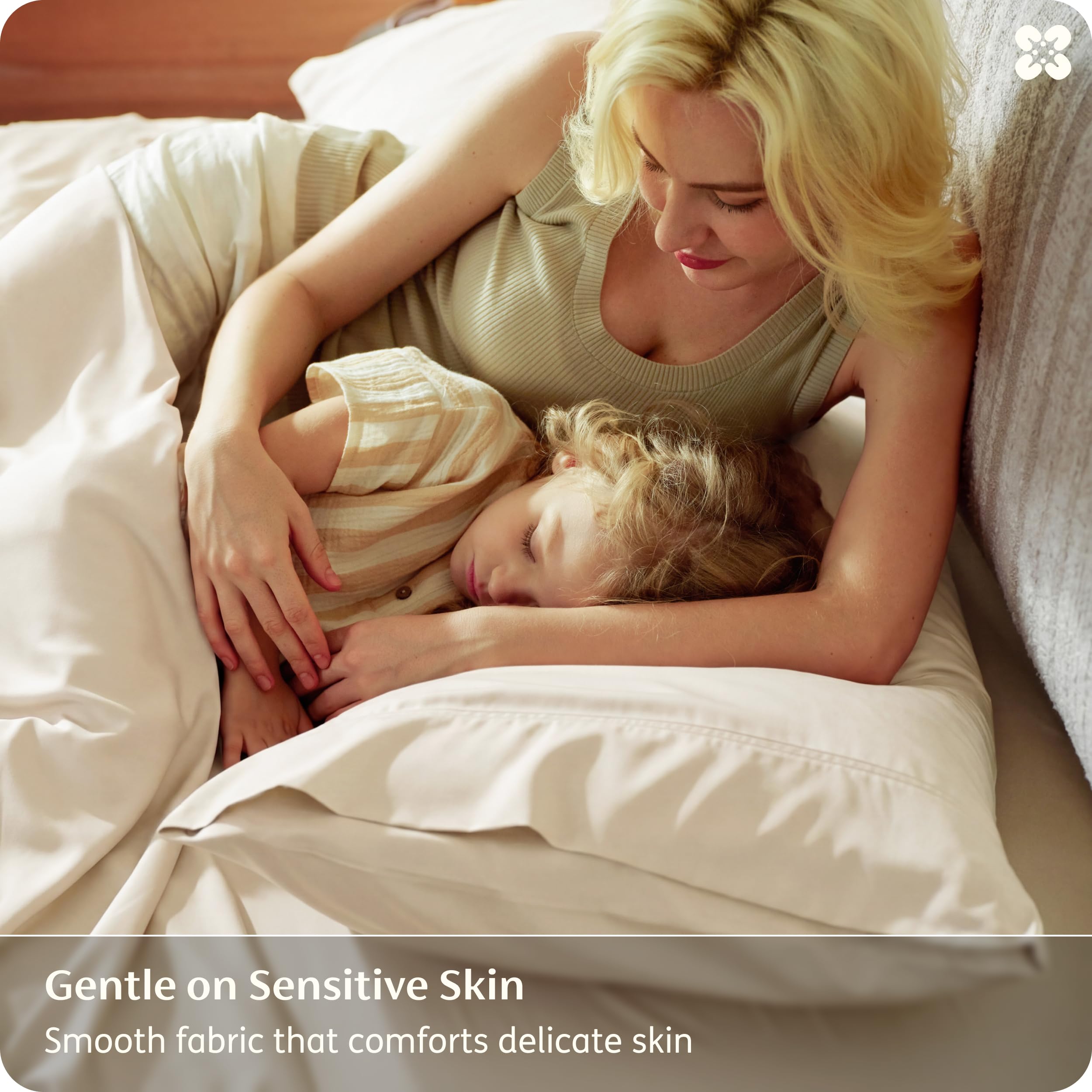 Bedsure 360-degree elastic band and corner grips keep sheets in place overnight.