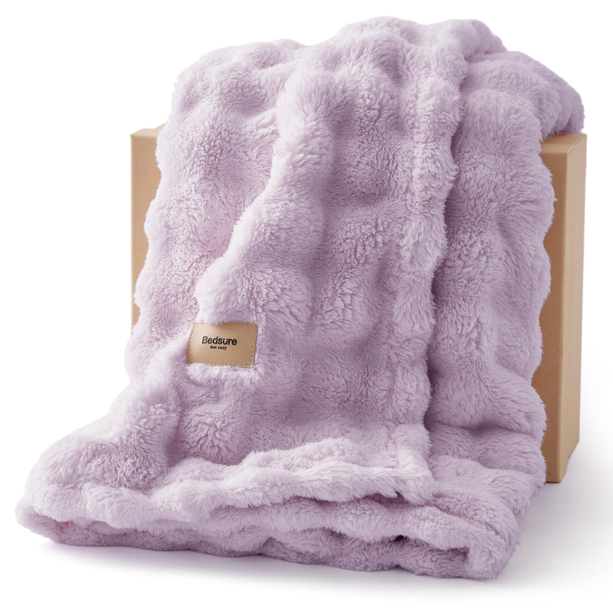 Bedsure 3D CloudBubble texture closeup shows plush comfort for lounging and decor.