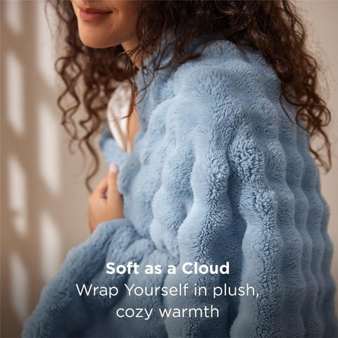 Bedsure 3D Fleece Bubble throw on sofa enhances living room comfort.