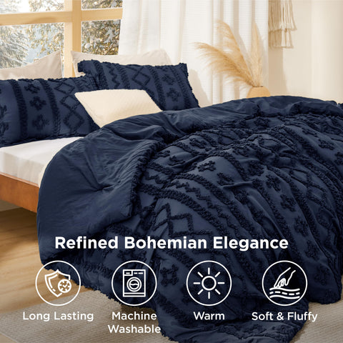 Bedsure 3D tufted embroidery detail enhances depth without bulk.