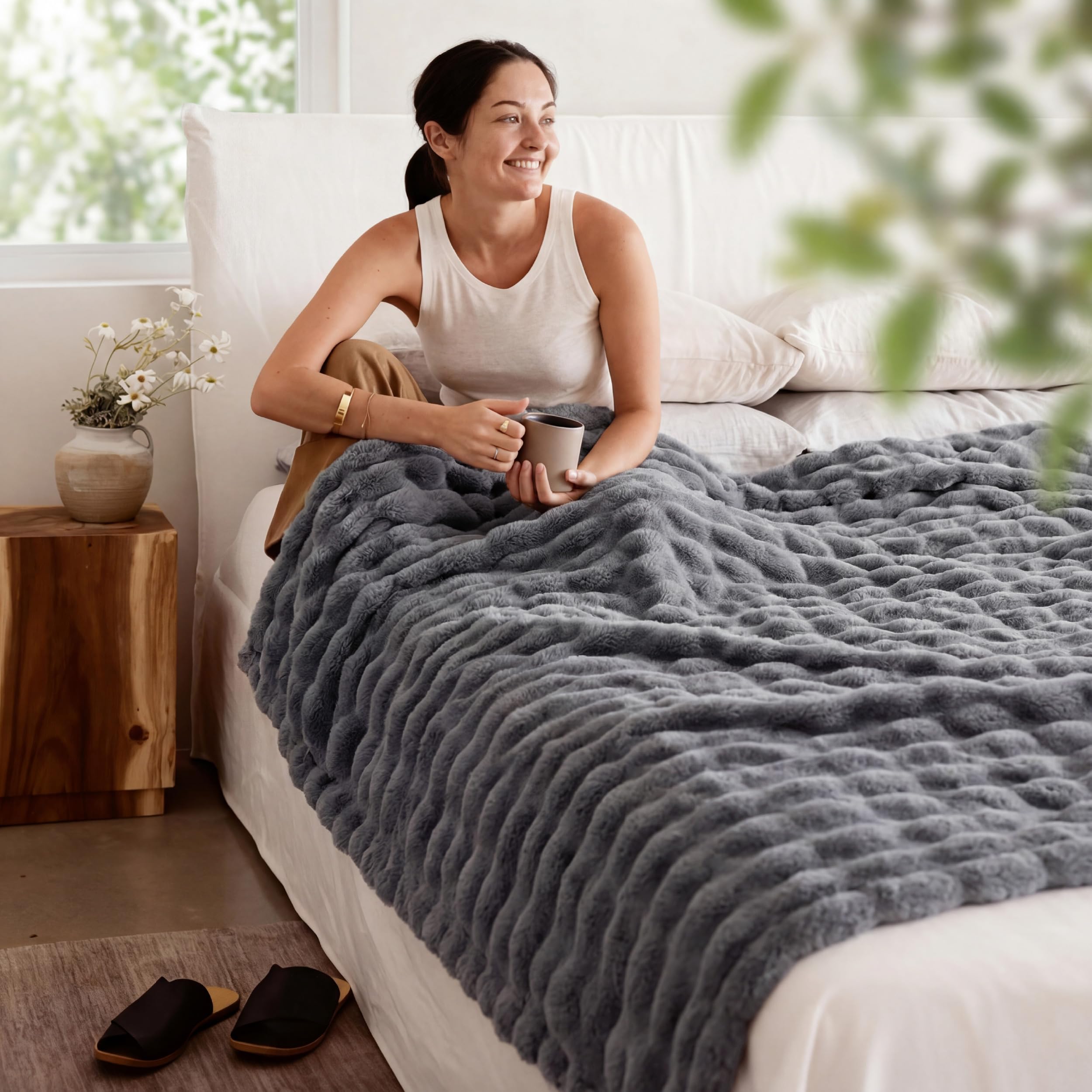 Bedsure cozy blanket ideal for all-season couch sessions.
