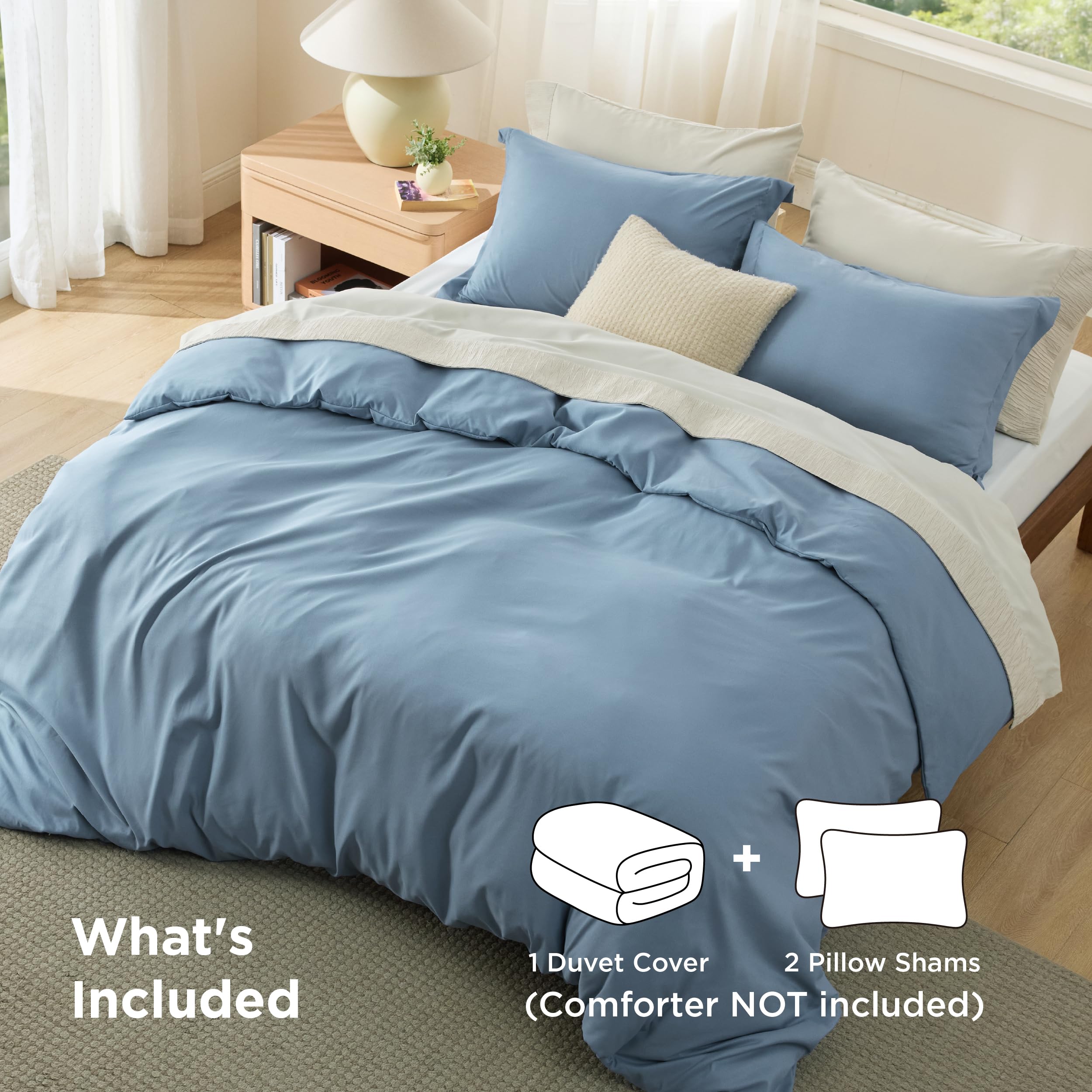 Bedsure eight corner ties closeup secures duvet and prevents bunching.