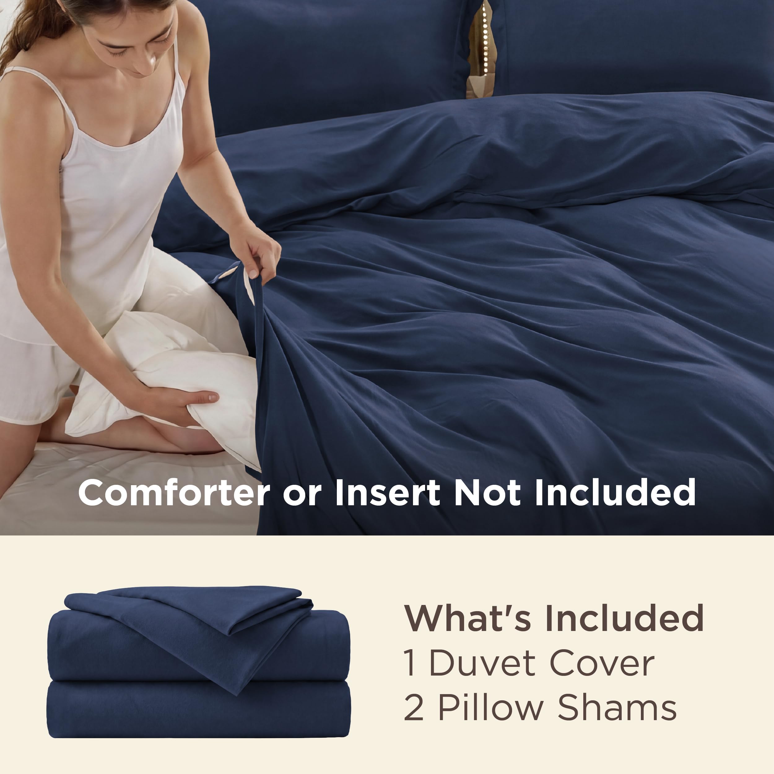 Bedsure duvet cover showing 8 corner ties to prevent duvet shifting