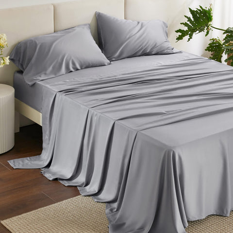 Bedsure all-in-one queen sheet set includes flat sheet, fitted sheet, and two pillowcases.