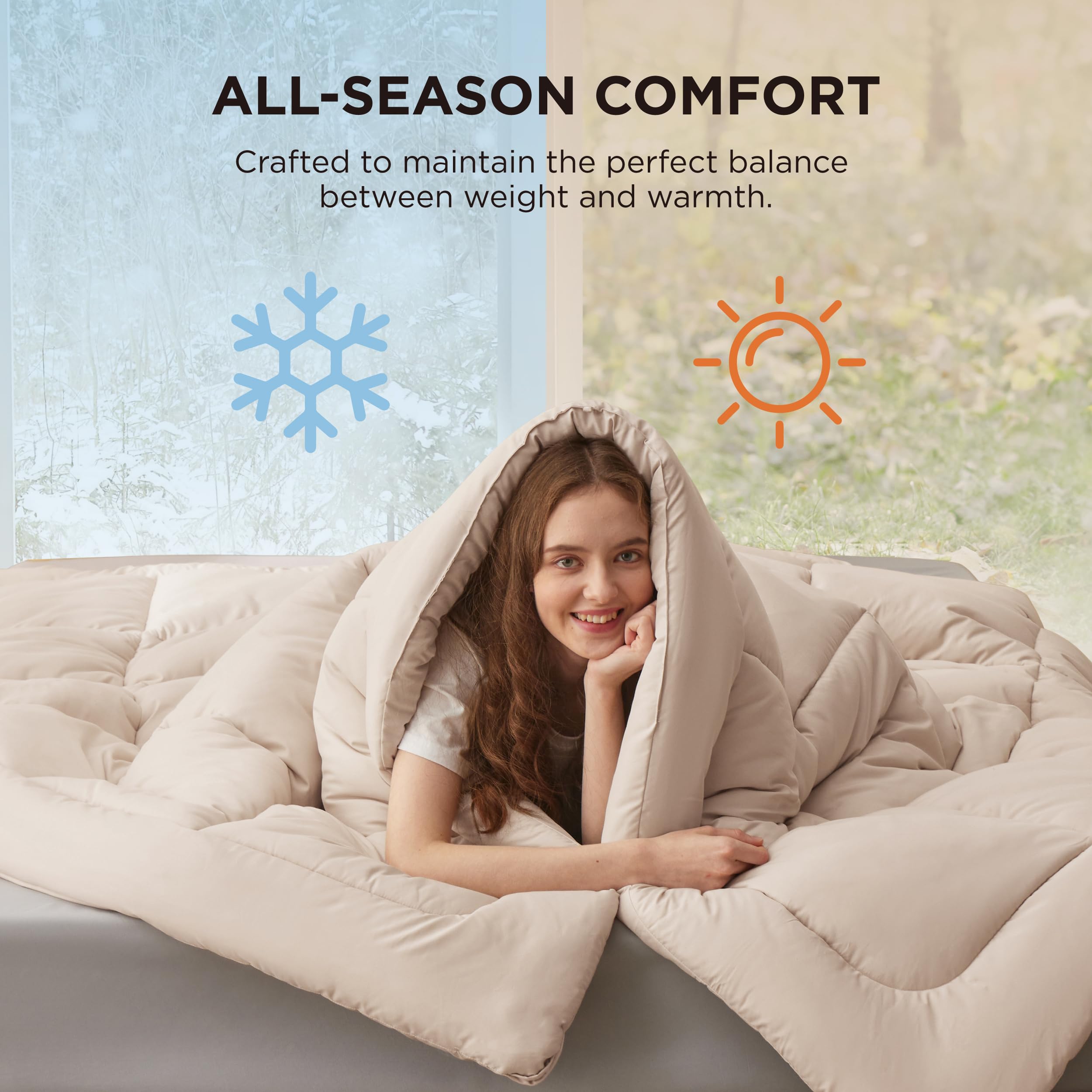 Bedsure all-season comforter demonstrates breathability for year-round use.