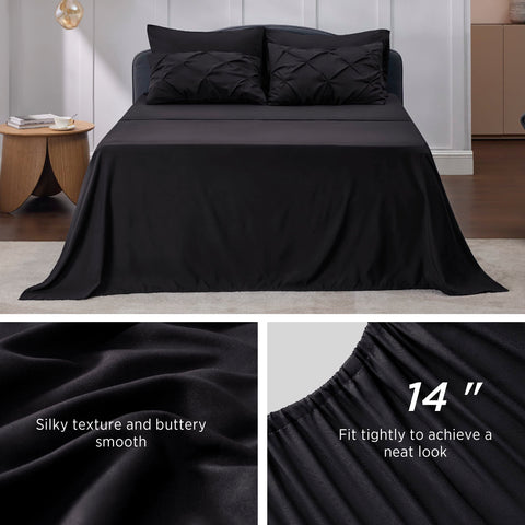 Bedsure all-season comforter draped on a bed suggests versatile year-round warmth.