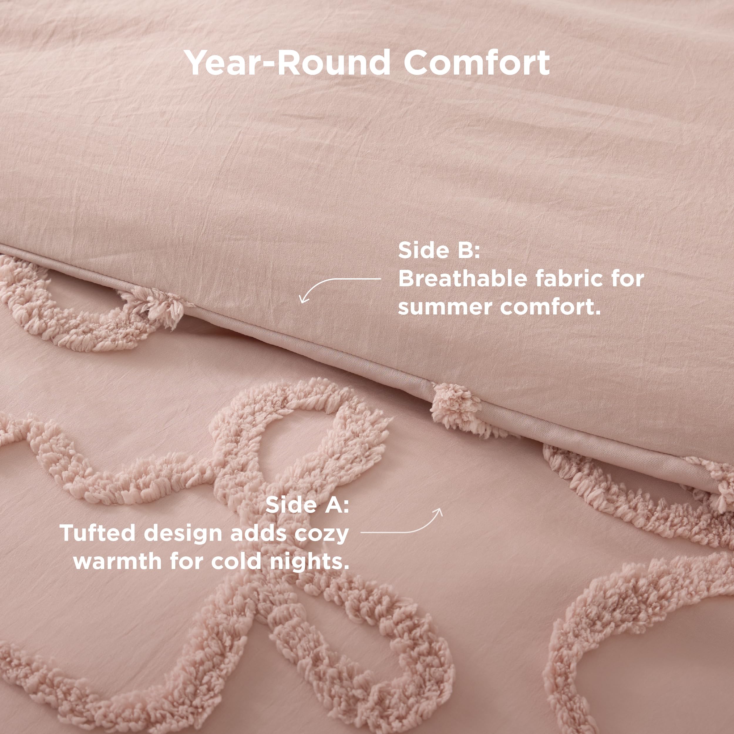 Bedsure all-season bedding in pink blends with modern and classic decor styles