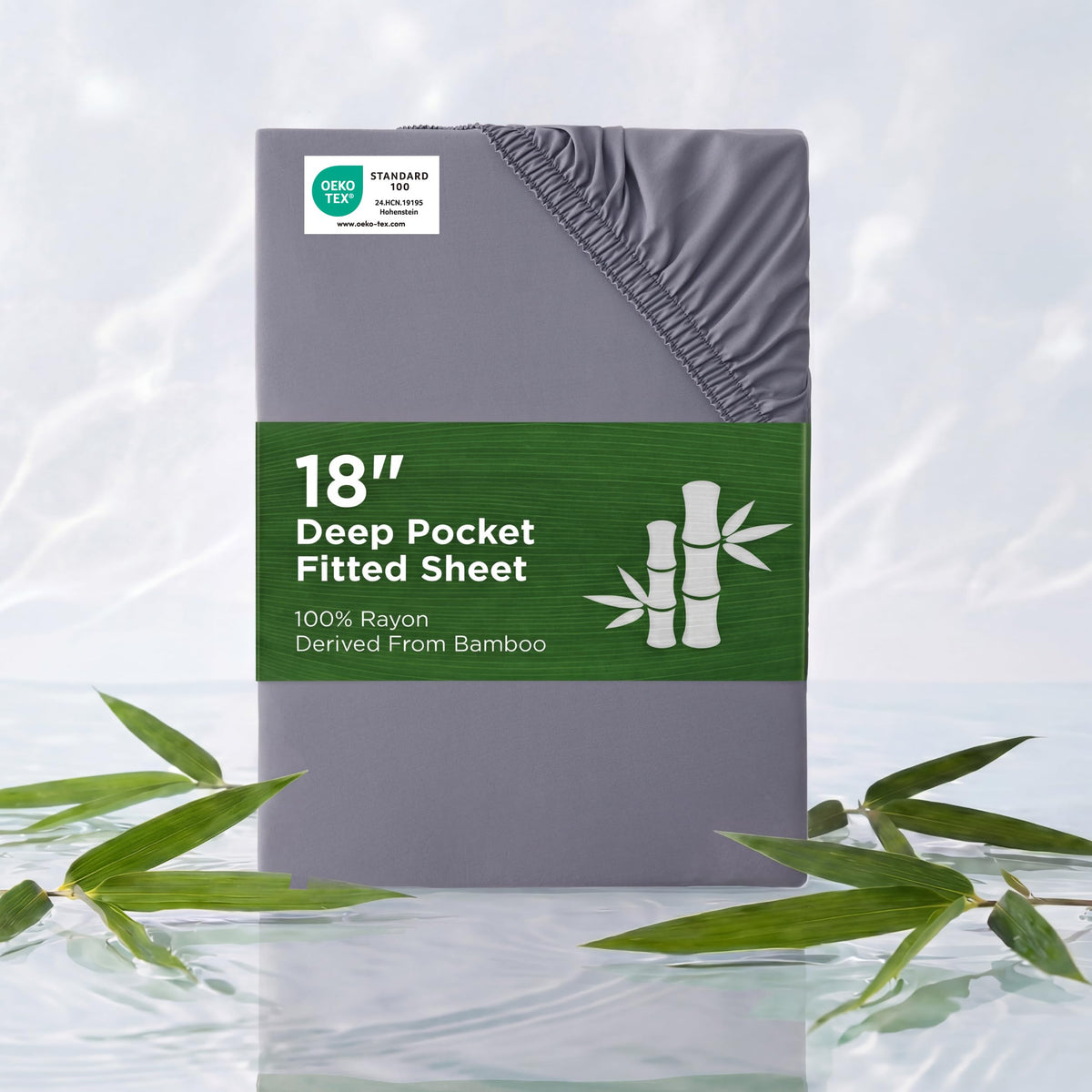 Bedsure bamboo fitted sheet with an 18-inch pocket secures thick mattresses.