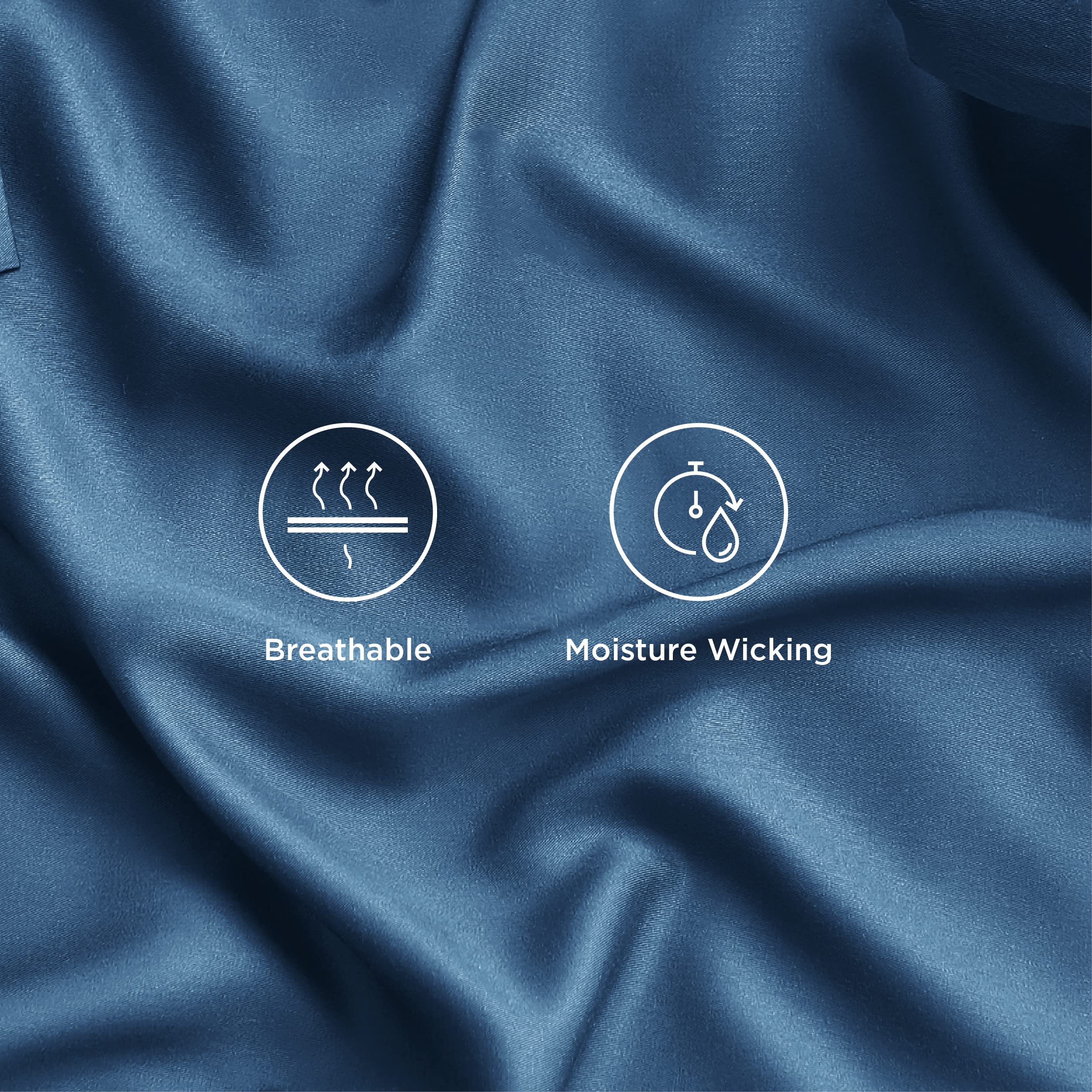 Bedsure bamboo rayon closeup teal highlighting breathable, moisture-wicking fabric