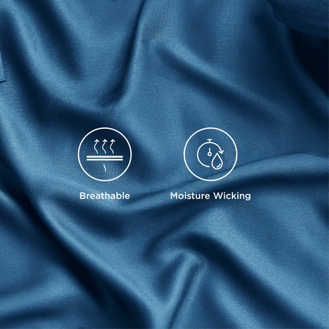 Bedsure bamboo rayon closeup teal highlighting breathable, moisture-wicking fabric