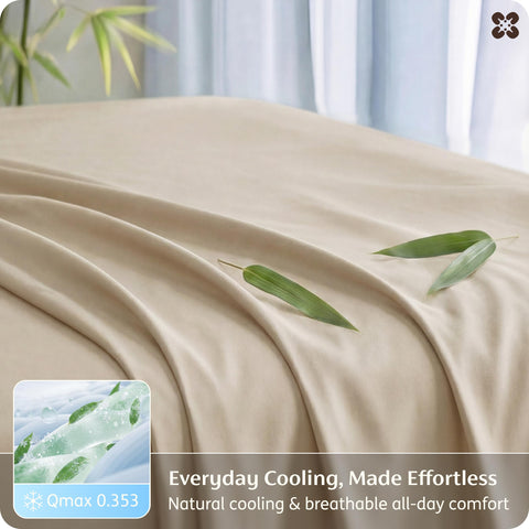 Bedsure bamboo fabric close-up shows breathable, moisture-wicking texture.