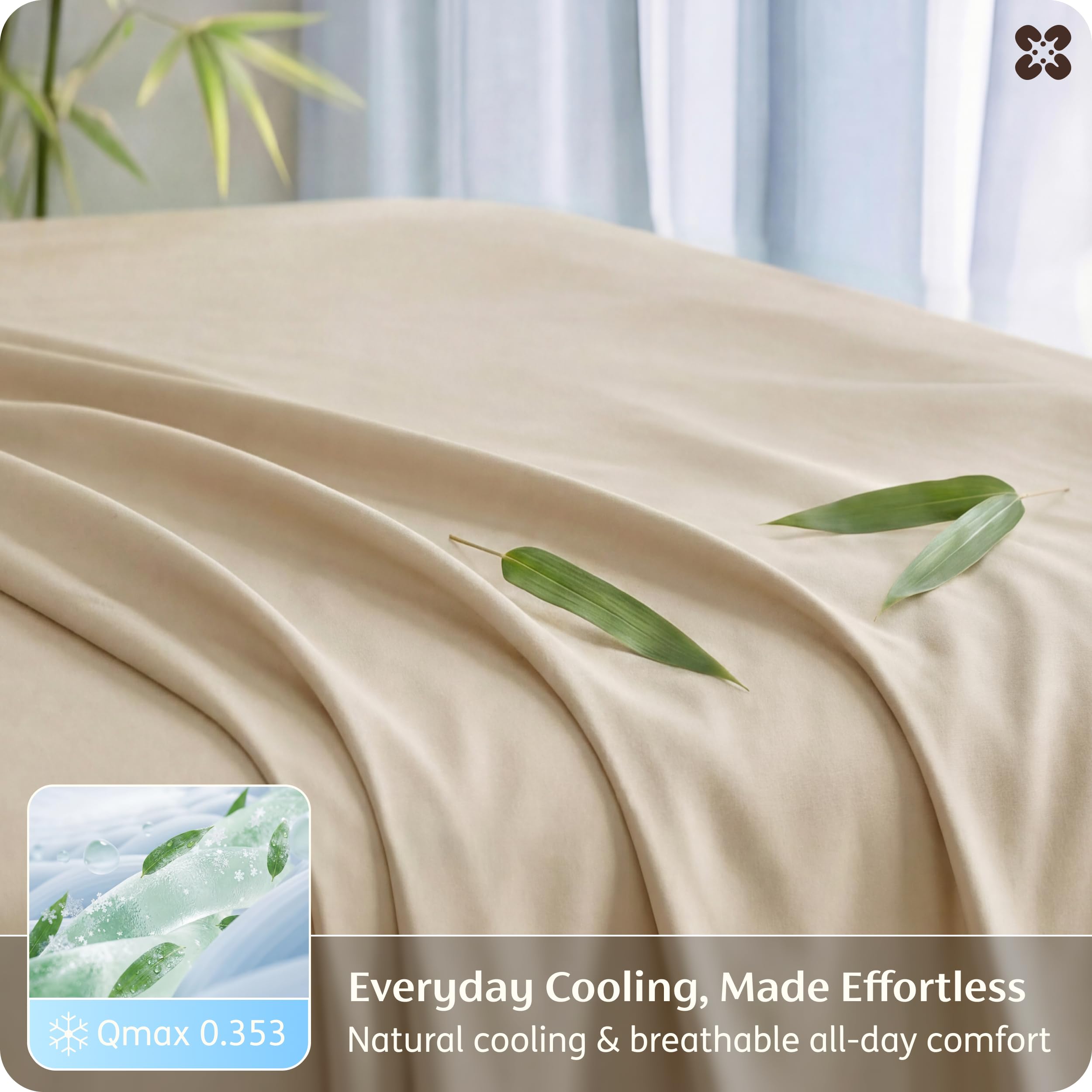 Bedsure bamboo rayon fabric closeup shows soft, silky touch and natural cooling.