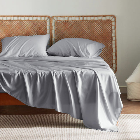 Bedsure bamboo rayon fabric closeup highlighting silky-soft touch.