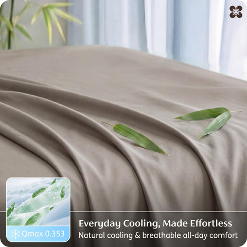 Bedsure bamboo rayon fabric close-up reveals silky soft feel for sensitive skin.