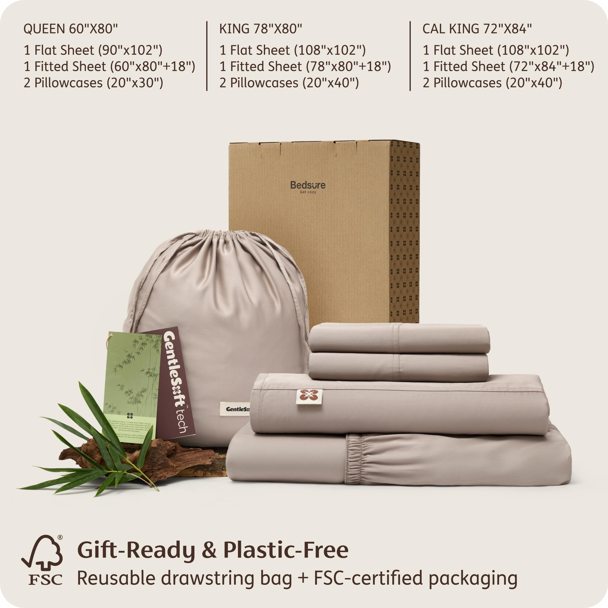 Bedsure bamboo viscose king sheets pillowcases with envelope closures for tidy corners.