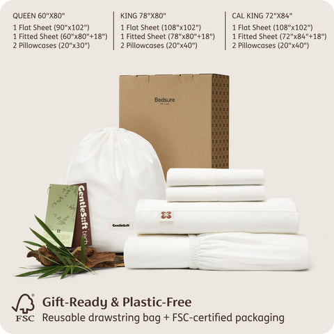 Bedsure bamboo viscose queen sheet set in-bed scene suggests hotel-like luxury at home.