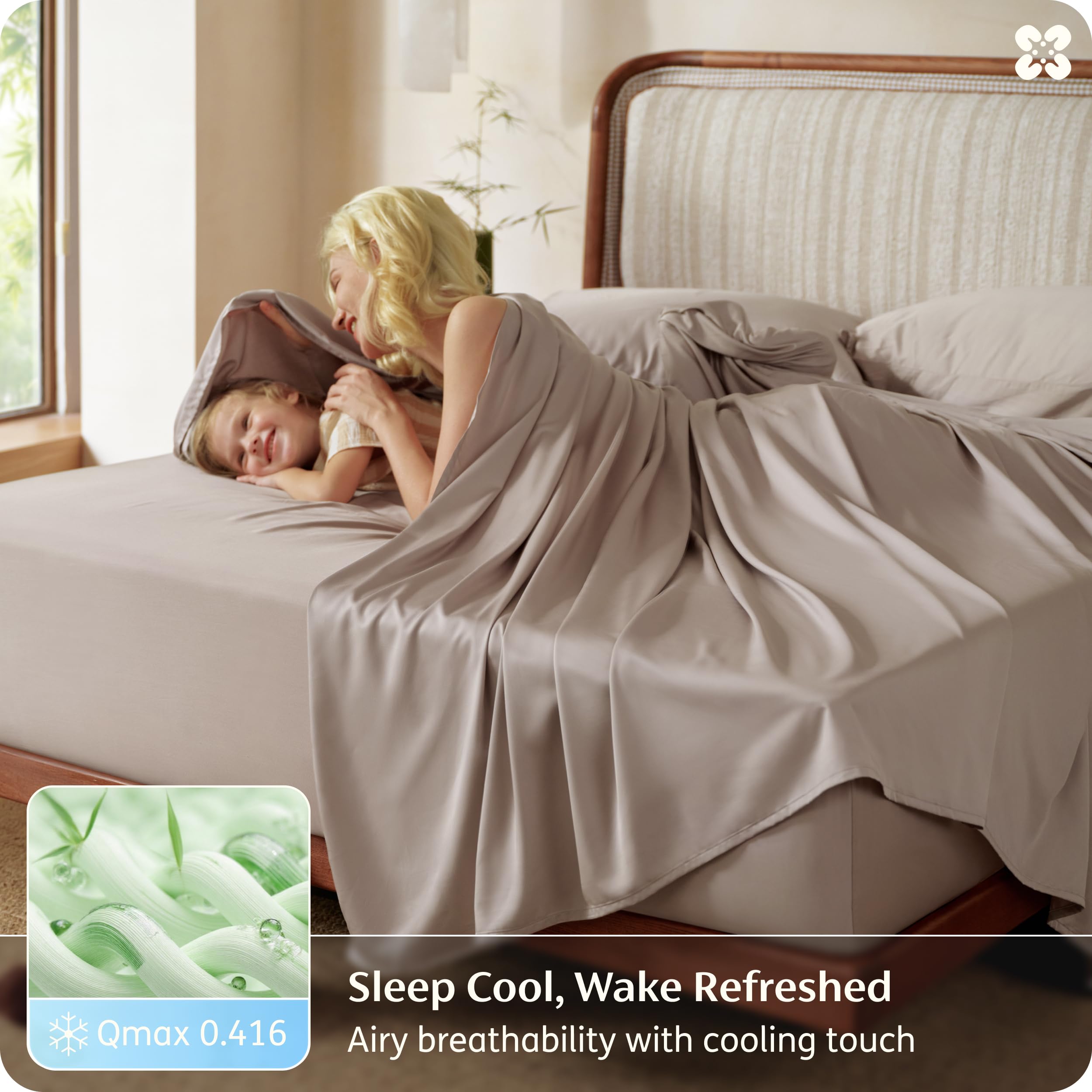 Bedsure bamboo viscose queen sheet set silky softness for luxe sleep