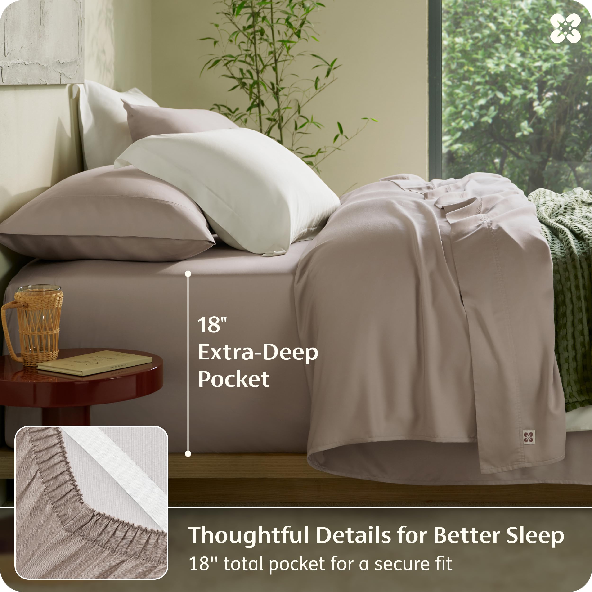 Bedsure bamboo viscose queen sheet set reinforced corners for stability