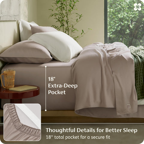 Bedsure bamboo viscose queen sheet set reinforced corners for stability