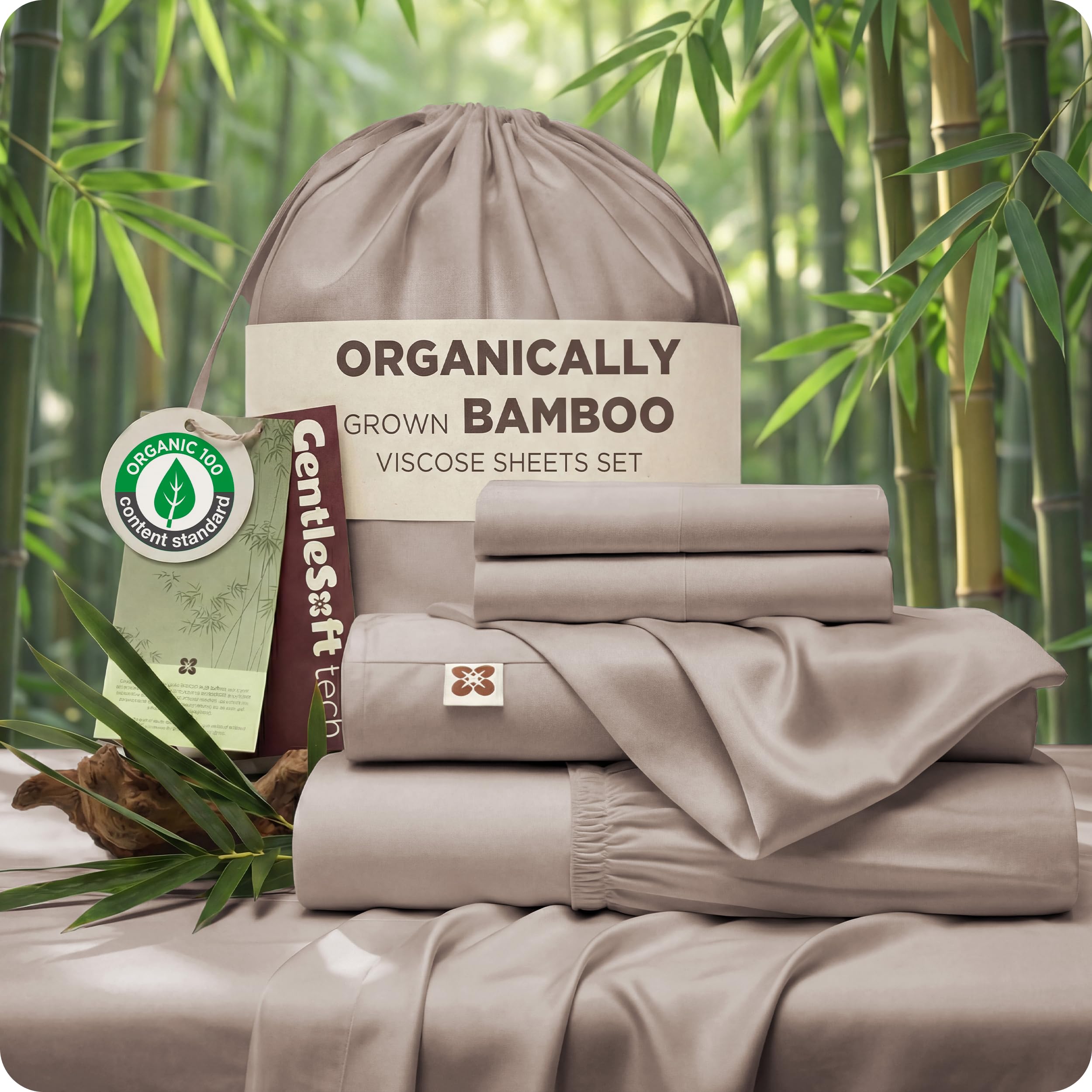 Bedsure bamboo viscose queen sheet set with soft drape for hotel like home comfort