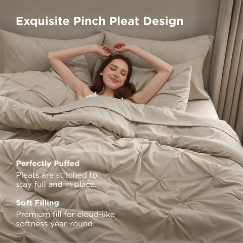 Bedsure bed-in-a-bag beige set elevates bedroom decor.