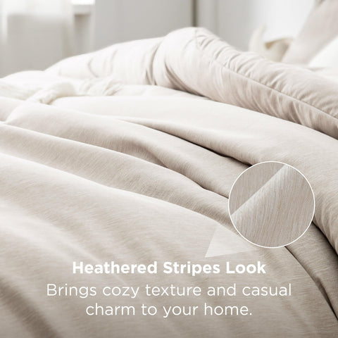Bedroom scene with Bedsure beige bedding creating a calm, inviting look