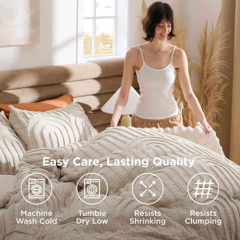 Bedsure beige arch bedding complements Boho farmhouse style
