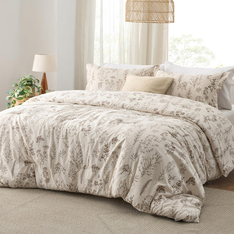 Closeup of Bedsure floral pattern highlighting delicate details