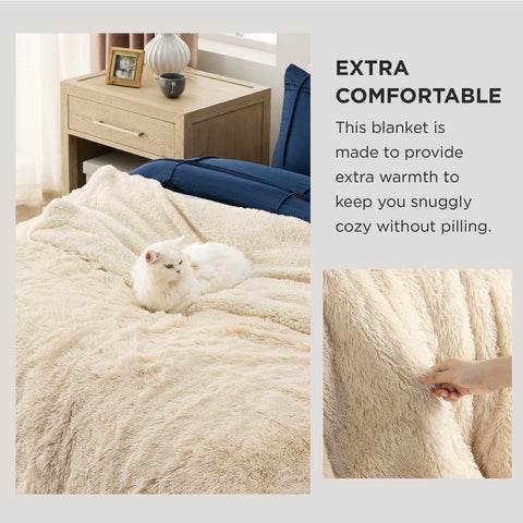 Bedsure beige throw on sofa demonstrates chic decor and warm accents for living spaces