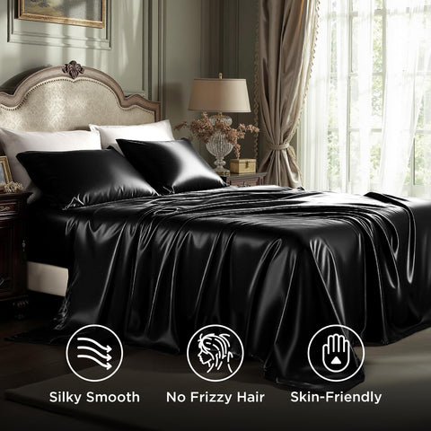 Bedsure satin texture close-up highlights silky feel and shine