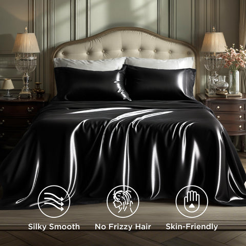 Bedsure queen fitted sheet highlights 15-inch pocket for secure mattress fit.