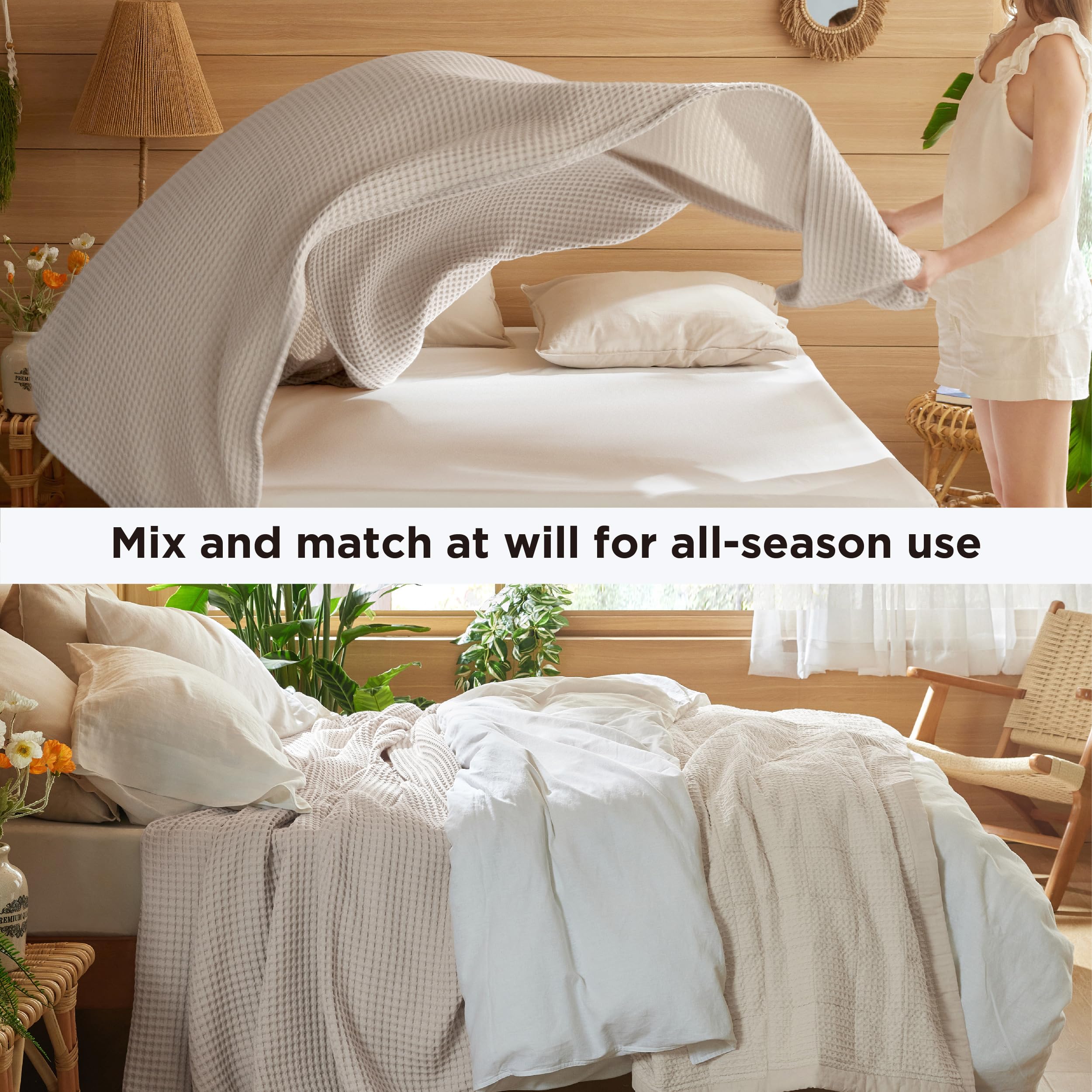 Bedsure blanket on couch decor suggests cozy ambiance for living spaces
