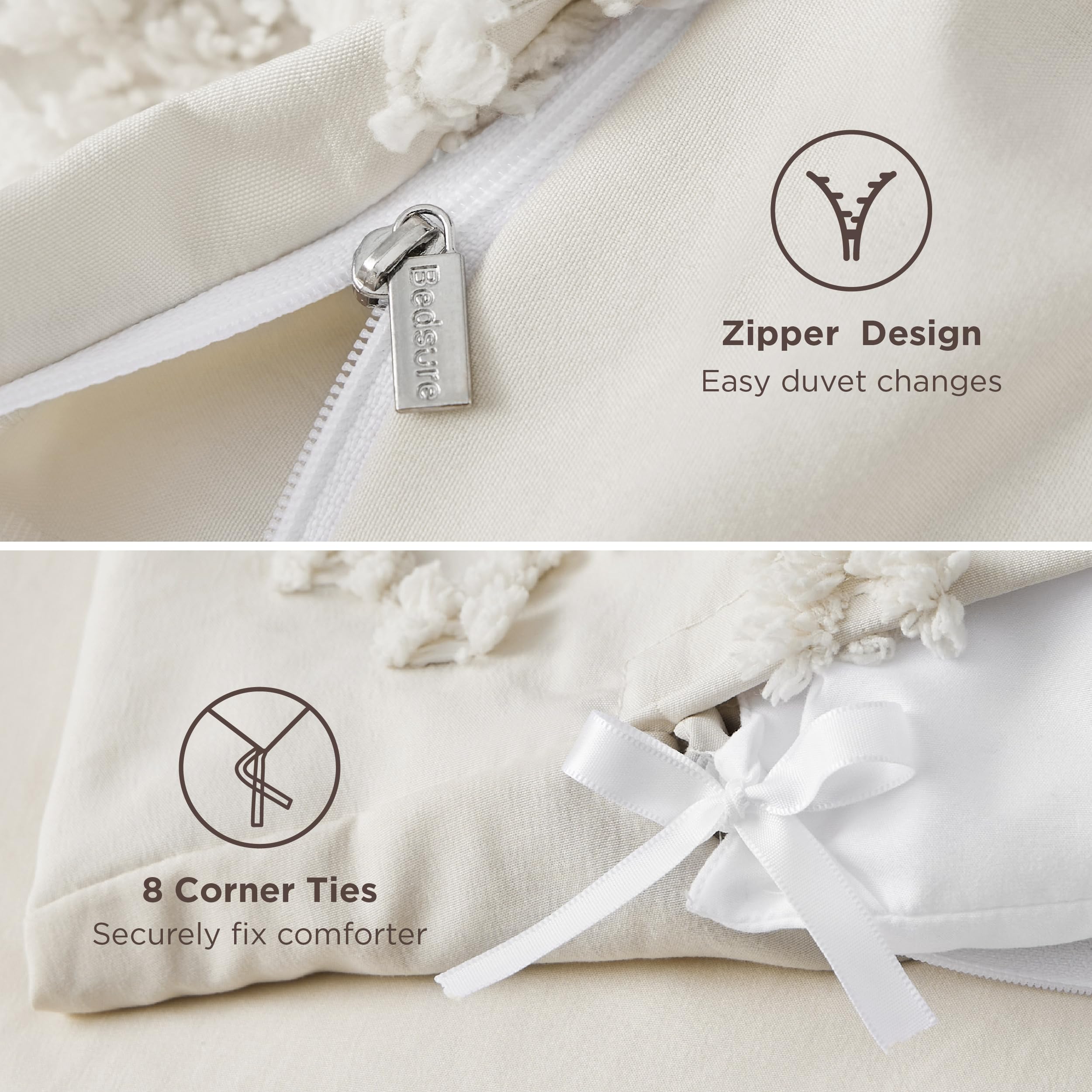 Bedsure duvet cover with smooth zipper closure for quick, easy bed changes