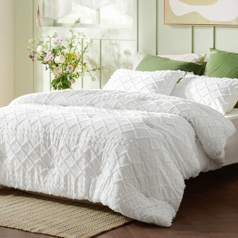 Bedsure boho tufted embroidery detail closeup highlights chic bedroom decor