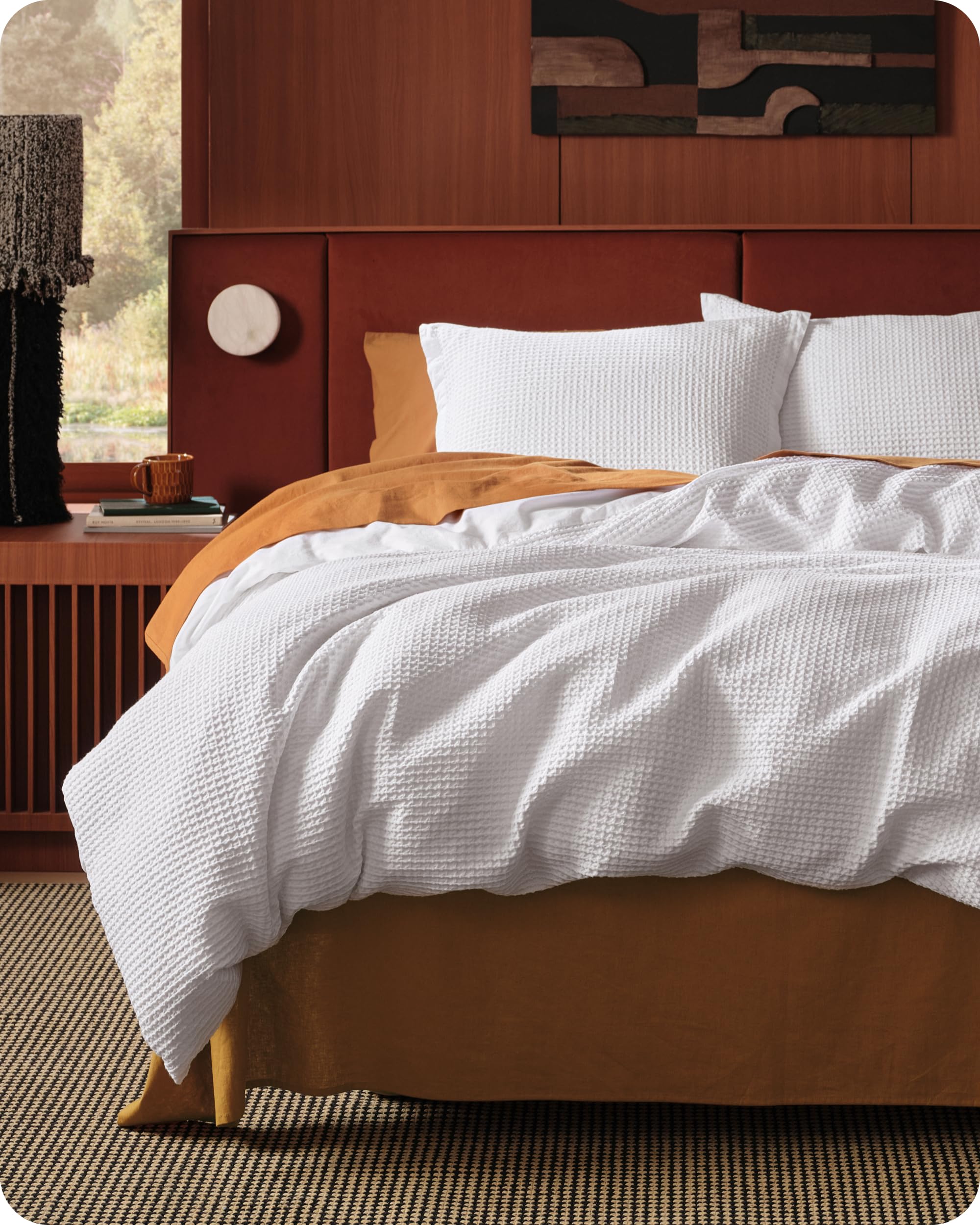 Bedsure king cotton duvet cover in white shows breathable, soft fabric for cool nights.