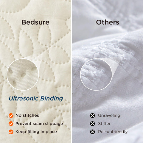 Bedsure brushed fabric close-up reveals soft hand feel and breathable comfort.