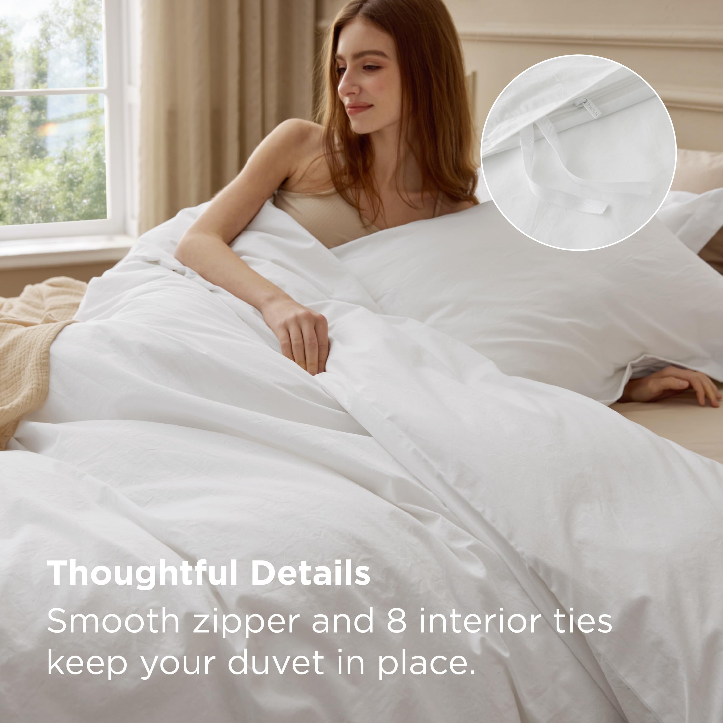 Bedsure cal king bedding set shown on a neatly made bed for easy styling.