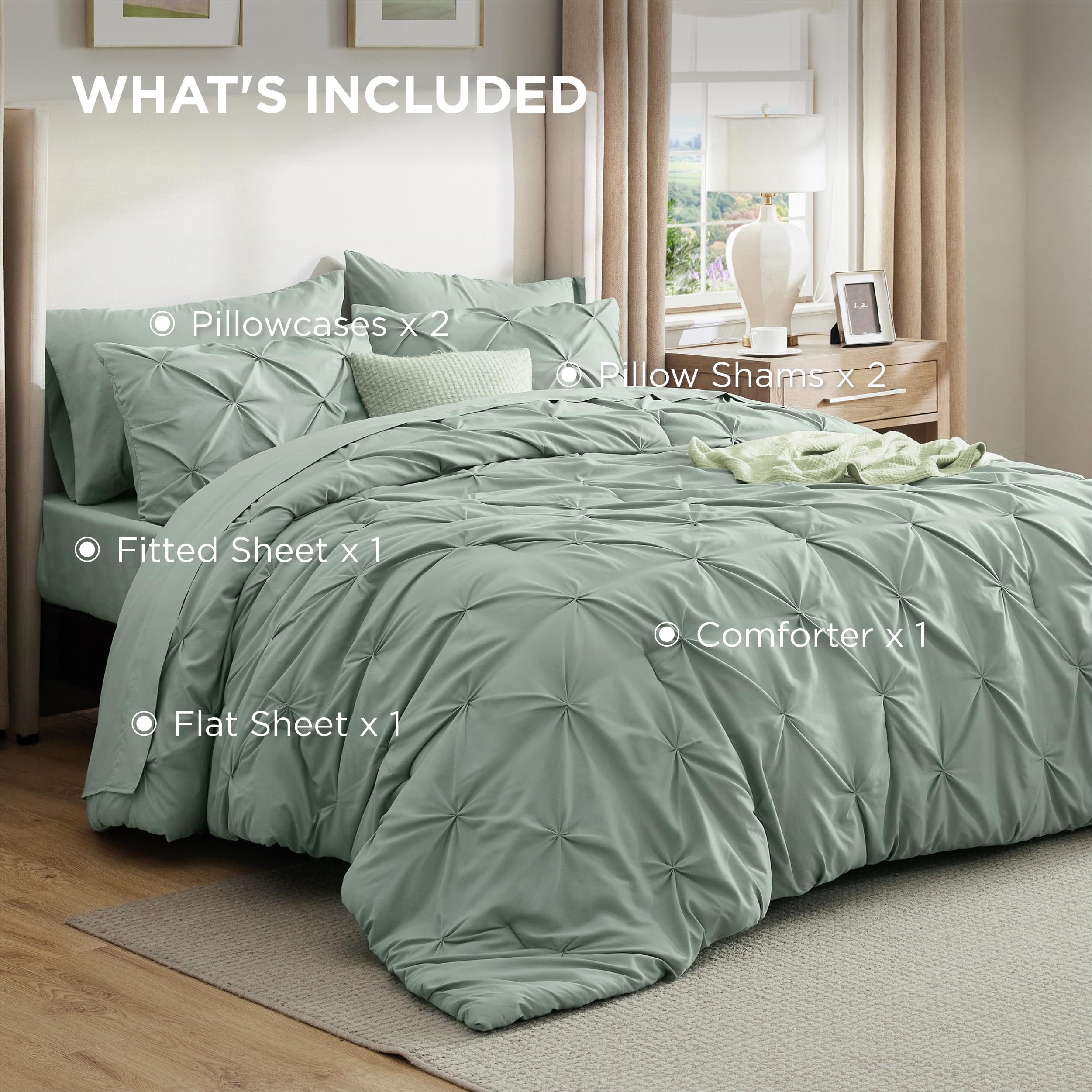 Bedsure fade-resistant microfiber fabric in sage green for lasting color