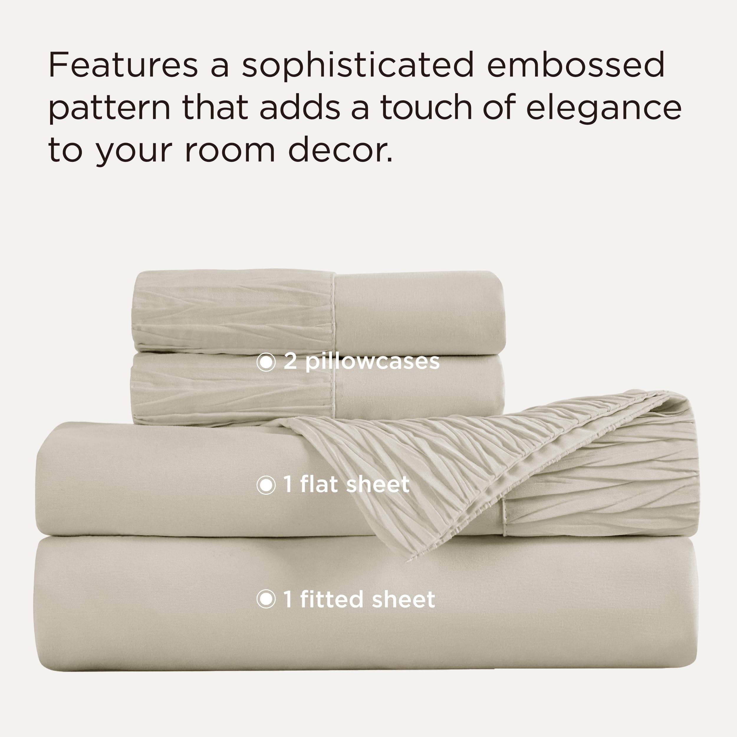 Bedsure California King fitted sheet demonstrates deep pockets for thick mattresses.