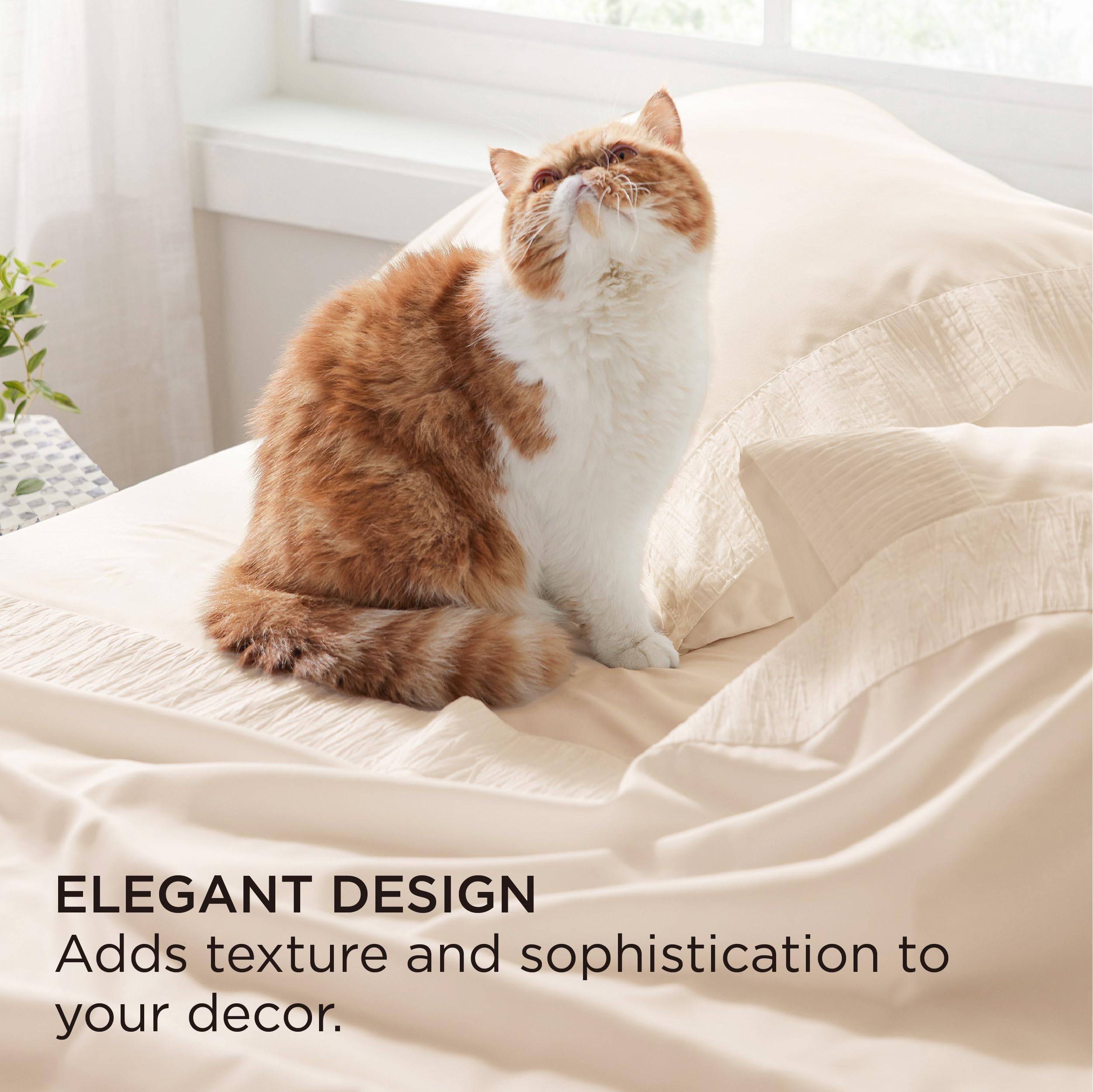 Bedsure California King ruched-hem pillowcase, elegant border detail