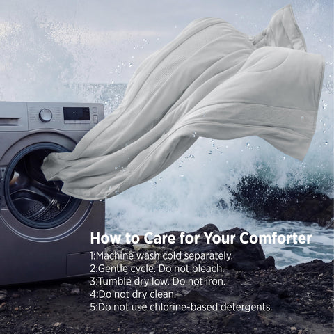 Bedsure care instructions icon showing machine wash compatibility