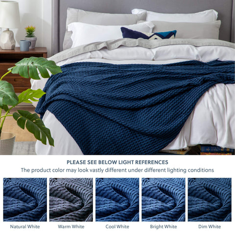 Bedsure close-up seam and fabric drape showcases quality construction in navy.