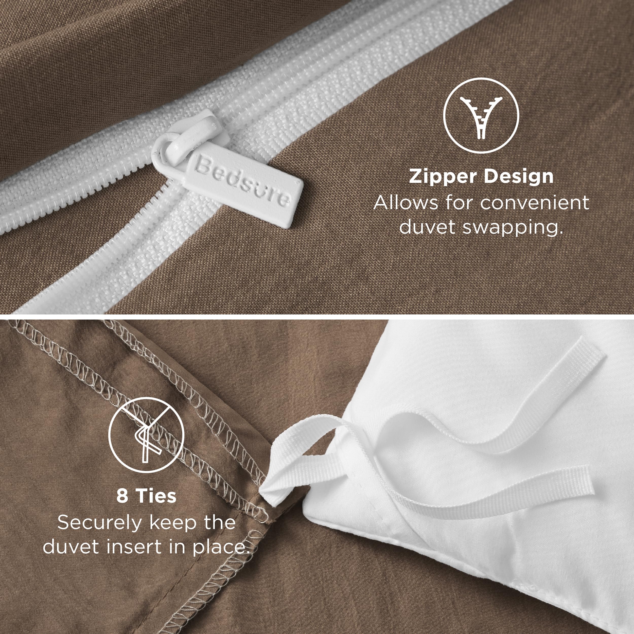 Bedsure Coffee Duvet Cover King showcases natural texture and solid color