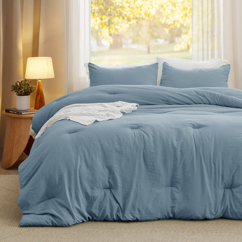 Bedsure comforter close-up showing prewashed cotton-like fabric