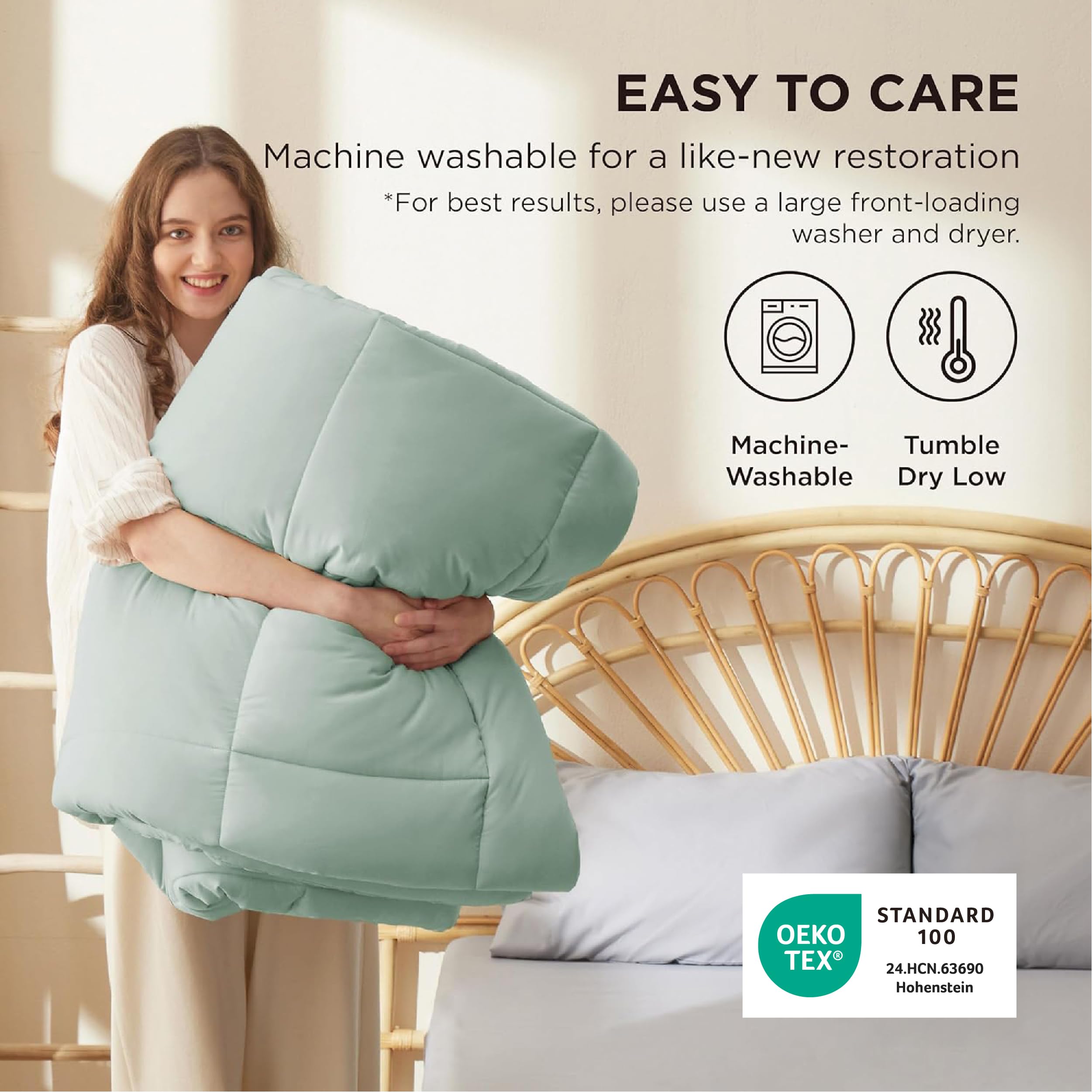Bedsure durable shell and box-stitch hold fill in place