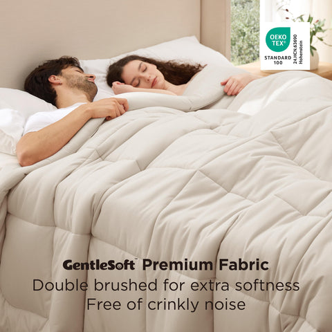 Bedsure all-season comforter offers year-round warmth and breathability.