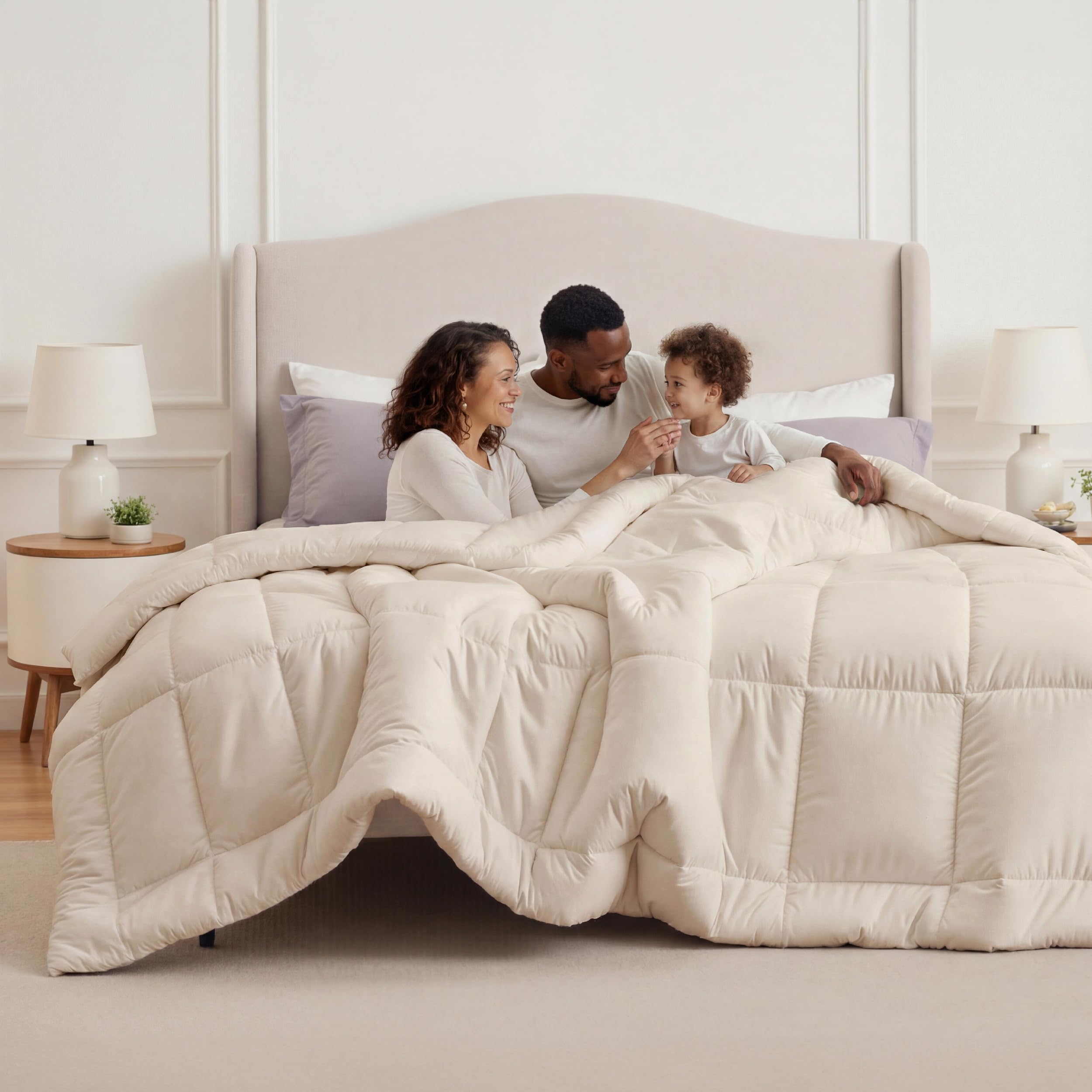 Bedsure box-stitch design keeps fill evenly distributed for lasting warmth.