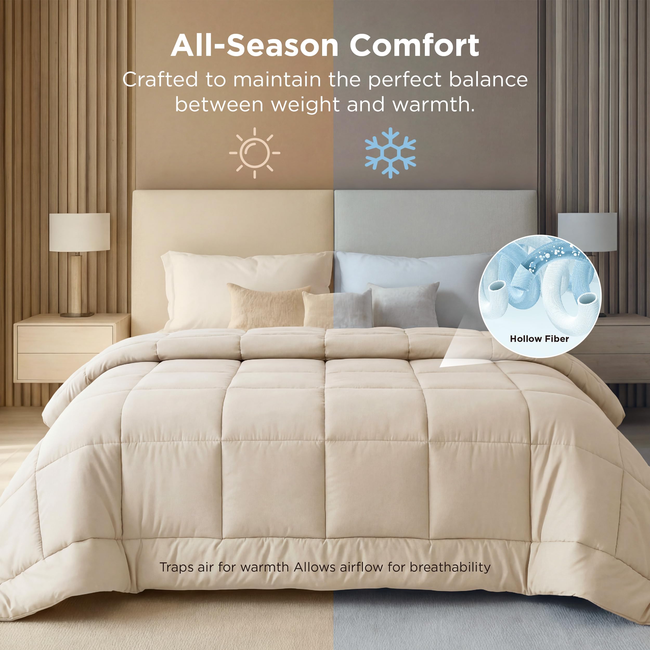 Bedsure breathable shell and GentleSoft fill deliver plush, cozy sleep.